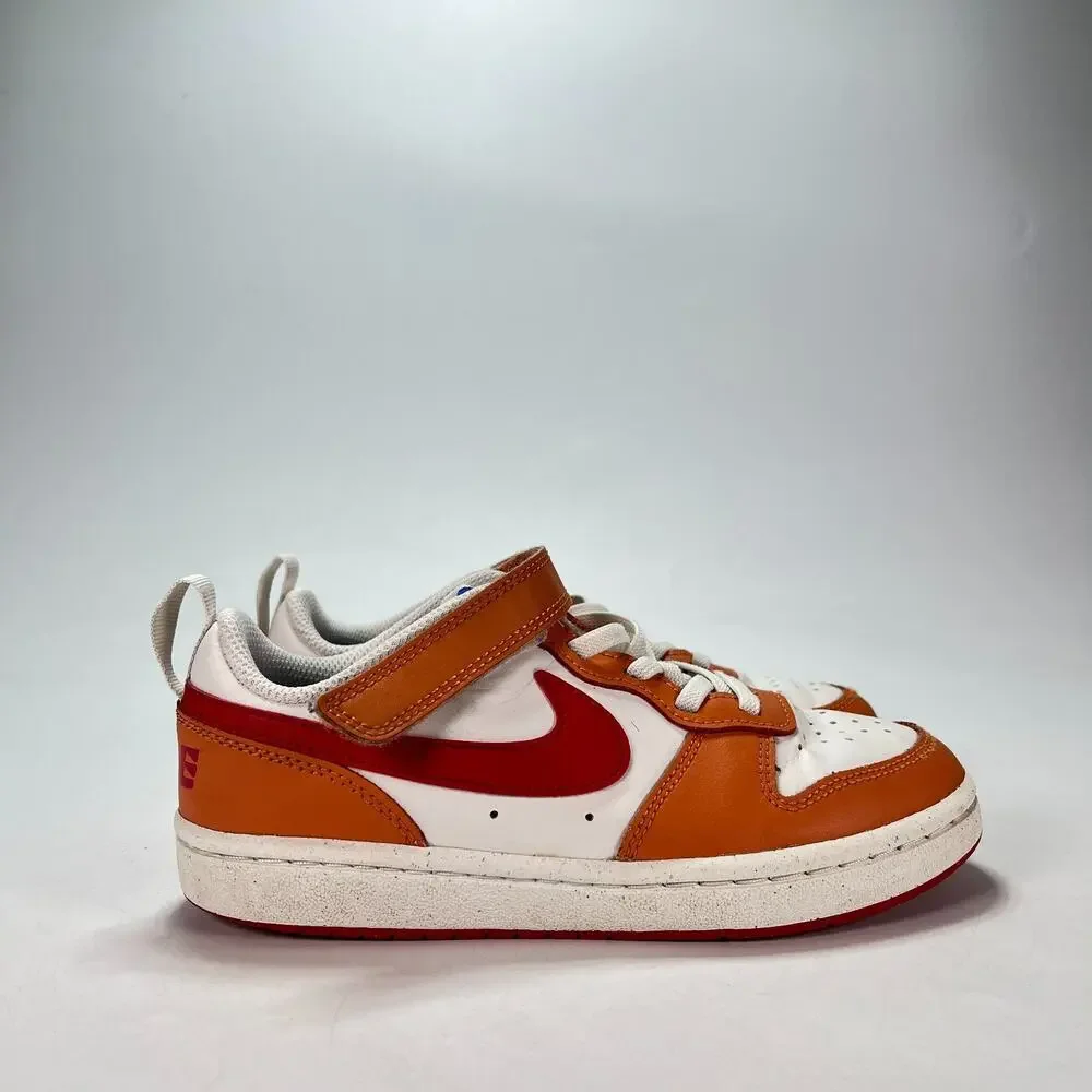 Nike Court Borough Low 2 White Orange Red Sneakers BQ5451-119 Youth Size 1.5Y